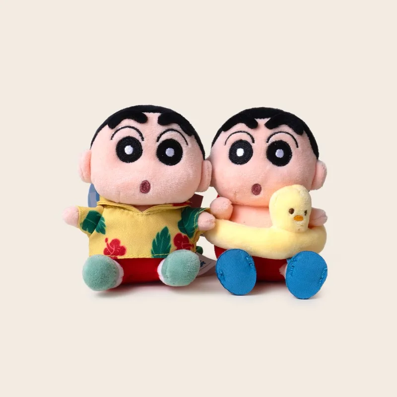 2025 New Kawaii Crayon Shin Chan Beach Series Plush Doll Cartoon Creative Backpack Pendant Keychain Children's Festival Gift