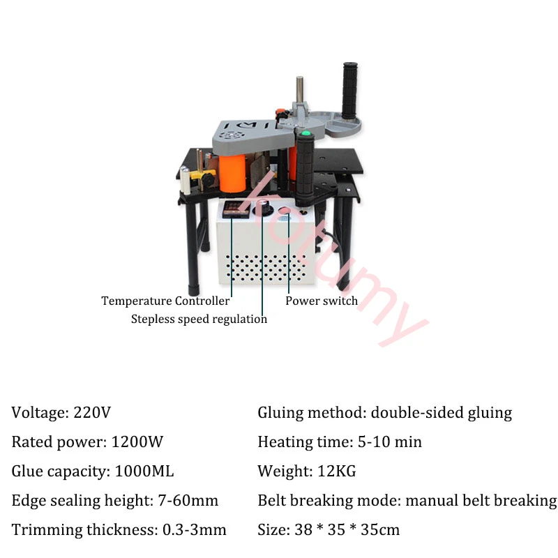 木材およびPVC用エッジバンディングマシン,220v,1200w,両面エッジバンダー