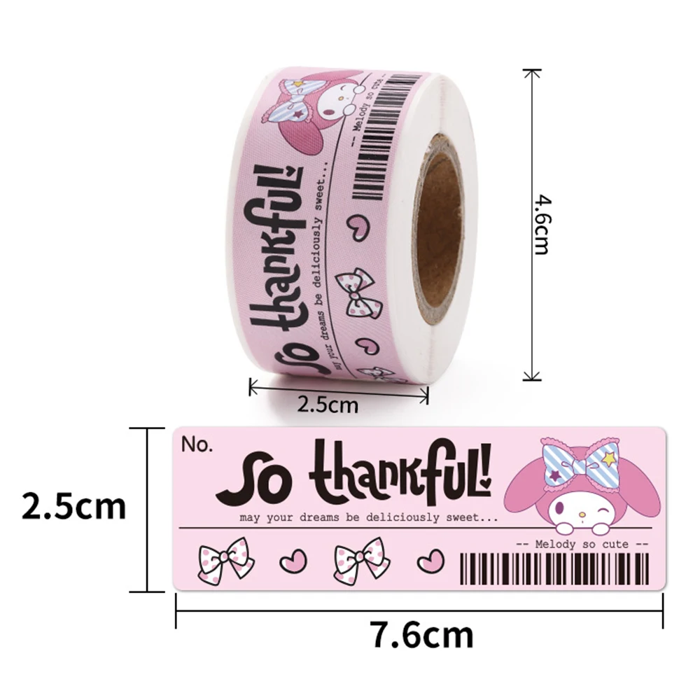 120pcs Cute Sanrio Kuromi My Melody Stickers Roll Kawaii Cartoon grazie etichette sigillanti Sticker Anime Vinyl Decoration decalcomanie