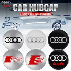 4PCS 56/60/65/68mm Car Wheel Center Hub Caps 3D Emblem Badge Stickers For Audi S S1 S2 S3 RS RS3 RS4 RS5 RS6 R8 2 A3 A4L TT Q1