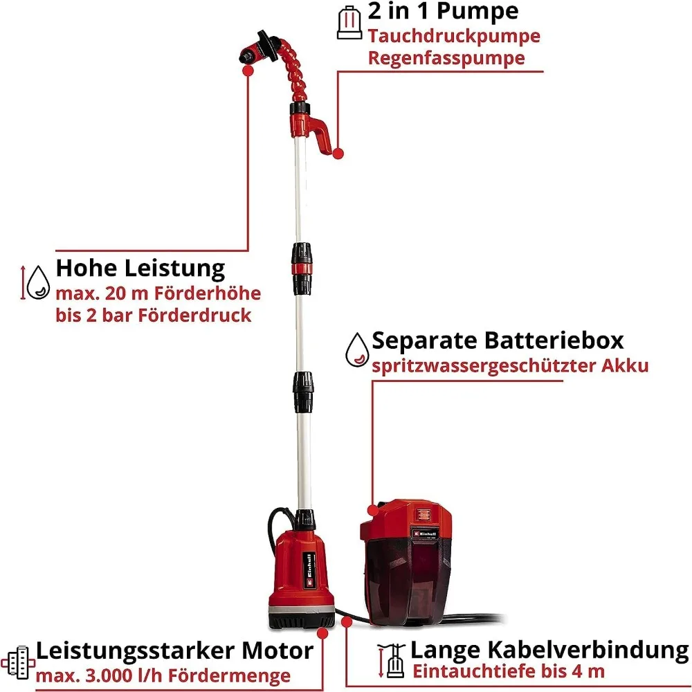 Einhell Akku-Tauchdruck/Regenfasspumpe GE-PP 18 RB Li-Solo Power X-Change