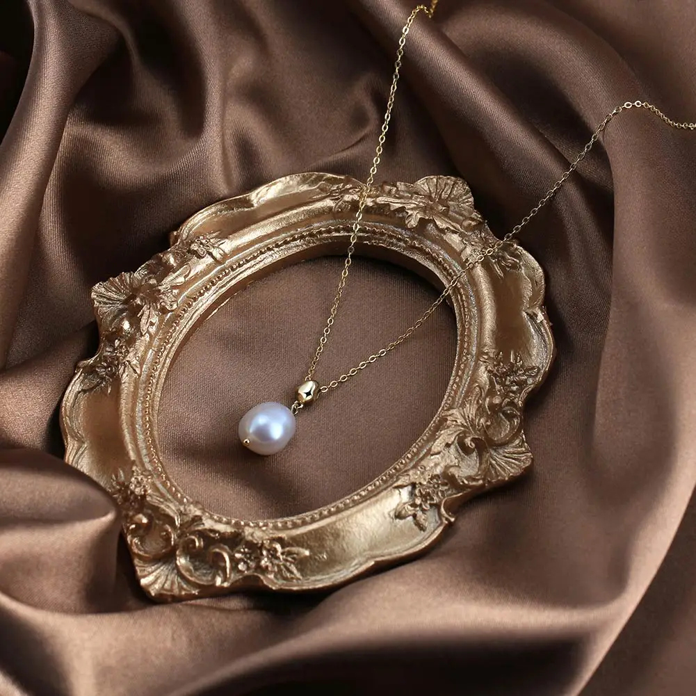 

KISS MANDY модное ожерелье с подвеской из натурального жемчуга, позолоченное 14 К, простое ожерелье, свадебная цепочка, колье для женщин, ювелирные изделия GPN48