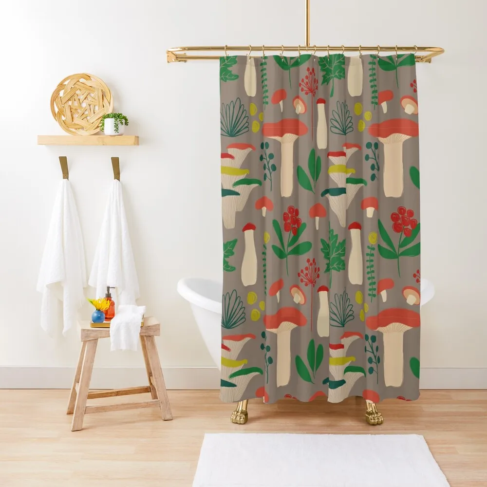 

Earthy Mushroom Medley Shower Curtain Curtains For The Bathroom Bathroom Accessory Modern Showers For Bathroom