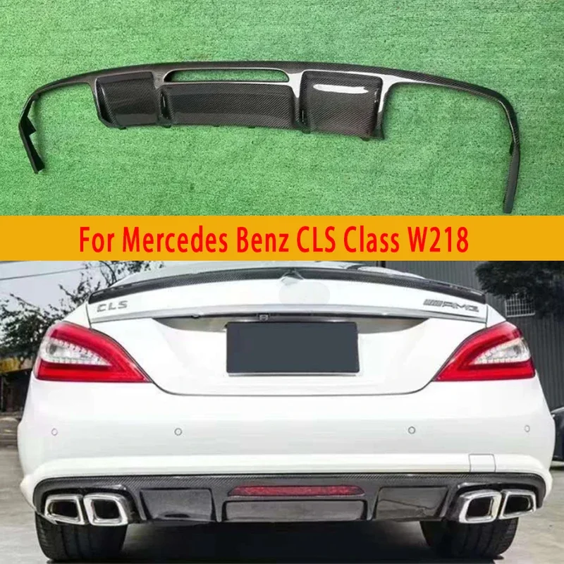 For Mercedes Benz CLS Class W218 2011-2017 Carbon Fiber Car Rear Bumper Diffuser Rear Splitters Spoiler Back lip Car Accessories