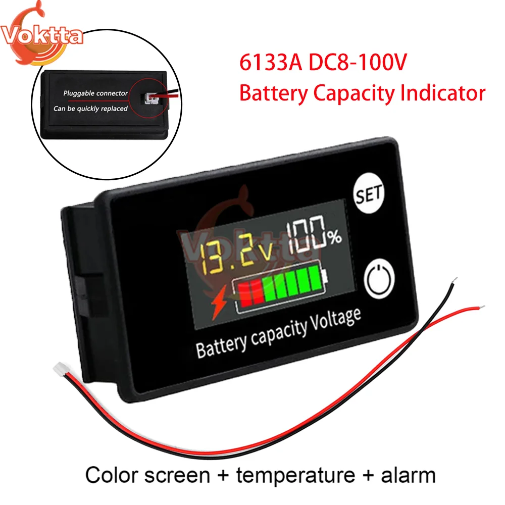 Lcd Digital Battery Capacidade Indicator Power Meter Chumbo-ácido Lithium Life Po4 Testador de Tensão para Carro Motocicleta 6133a dc 8100v
