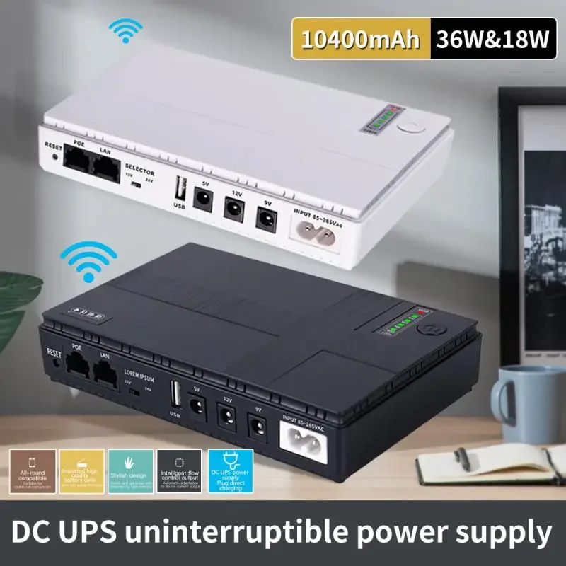 Imagem -02 - Ups Dc1036p36w10400mah Fonte de Alimentação Ininterrupta Portátil para Roteador Wifi Ups de Grande Capacidade Adaptadores com Adaptadores 36w