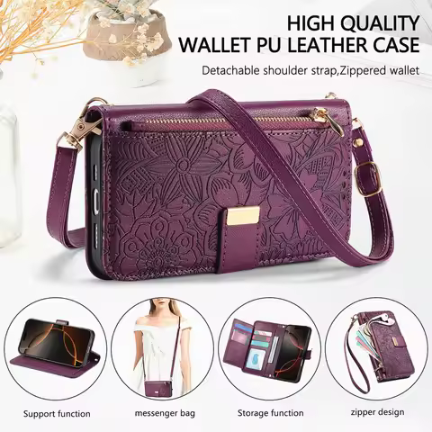 6-Card Zipper Leather Wallet Coque for S25 Ultra S24 S23 S22 S21 S20 FE Flip Case Samsung S 25 Edge 24 Plus 23 22 S26 Book Cover