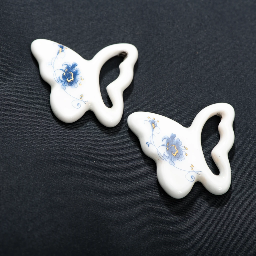 Handcrafted Ceramic Animal Pendants Set 2 Pieces 30-35mm for DIY Jewelry Making