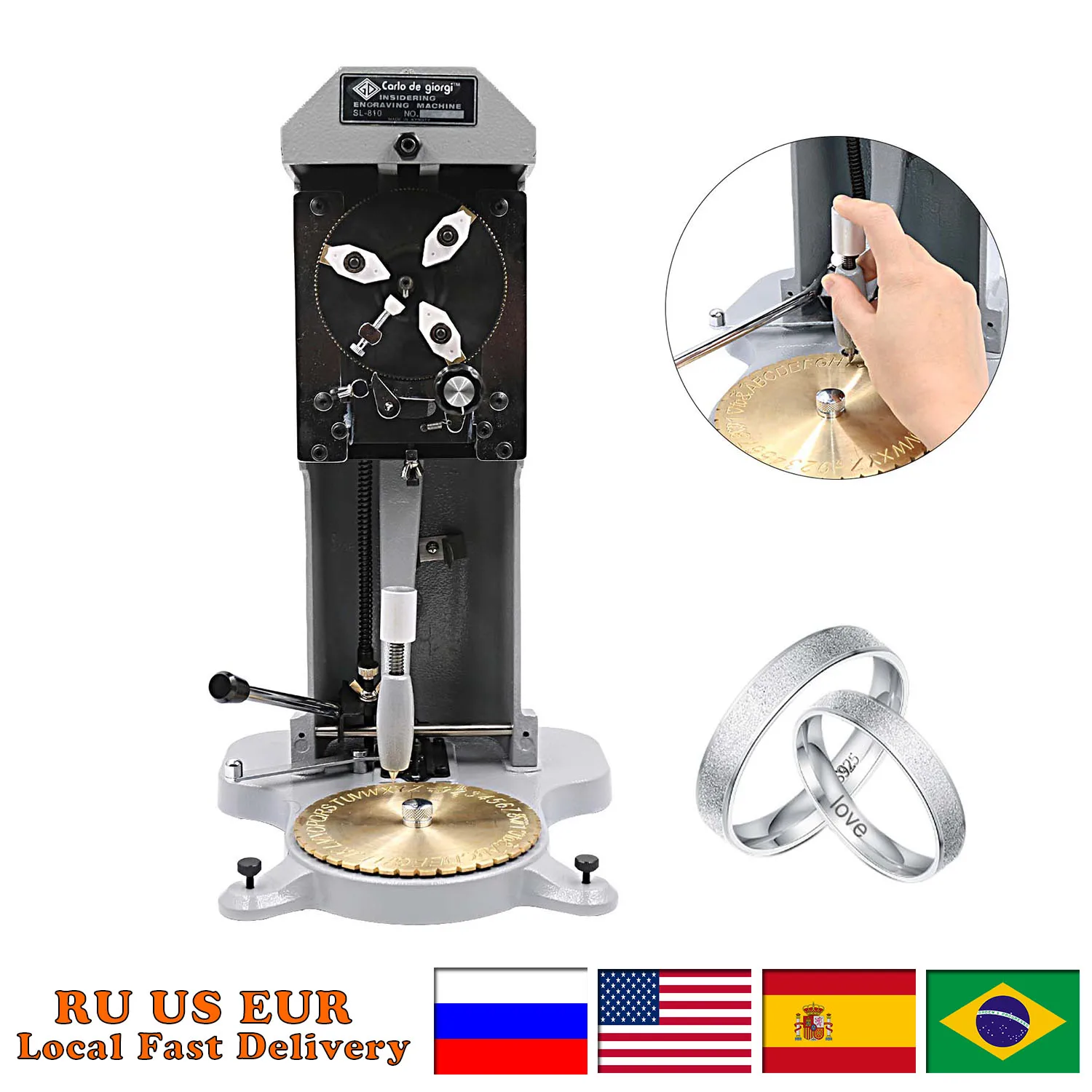 Inside Ring Engraver Stamper Two Faces Standard Letter Block Dial Plotter Gold Silver Jewelry Making Engraving Machine