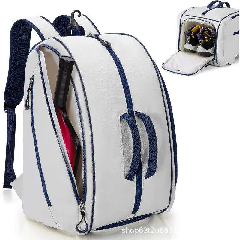 Men Women Pickleball Bag Waterproof Easy Wipe with Shoe Compartment Adjustable Multi Layer Backpack