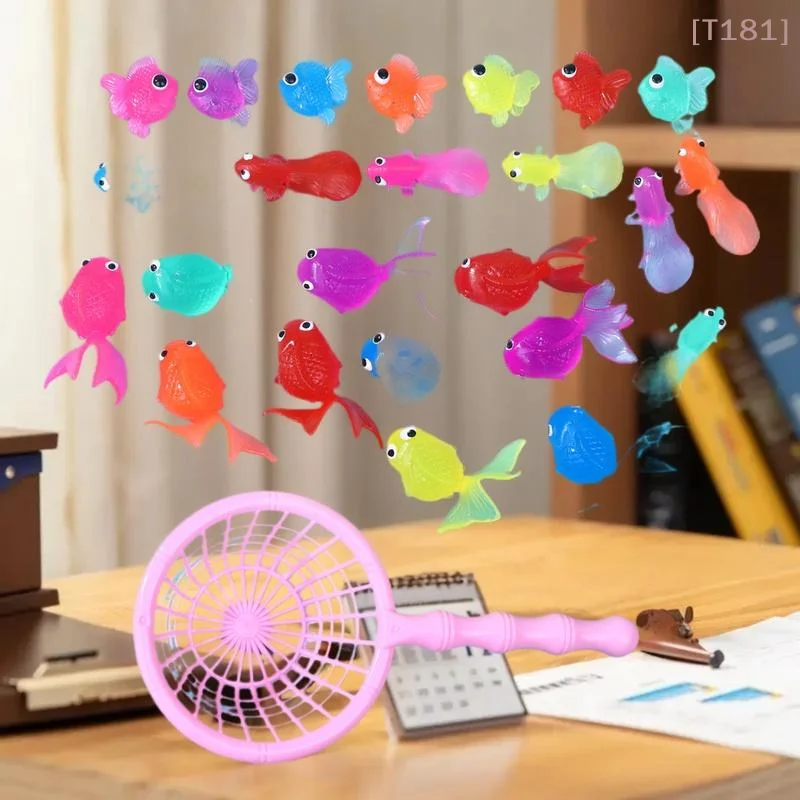 [E] 1 Set Toddlers Bathing Shower Gifts Kawaii Simulation Rubber Goldfish Baby Bath Water Play Games Toys For Kids