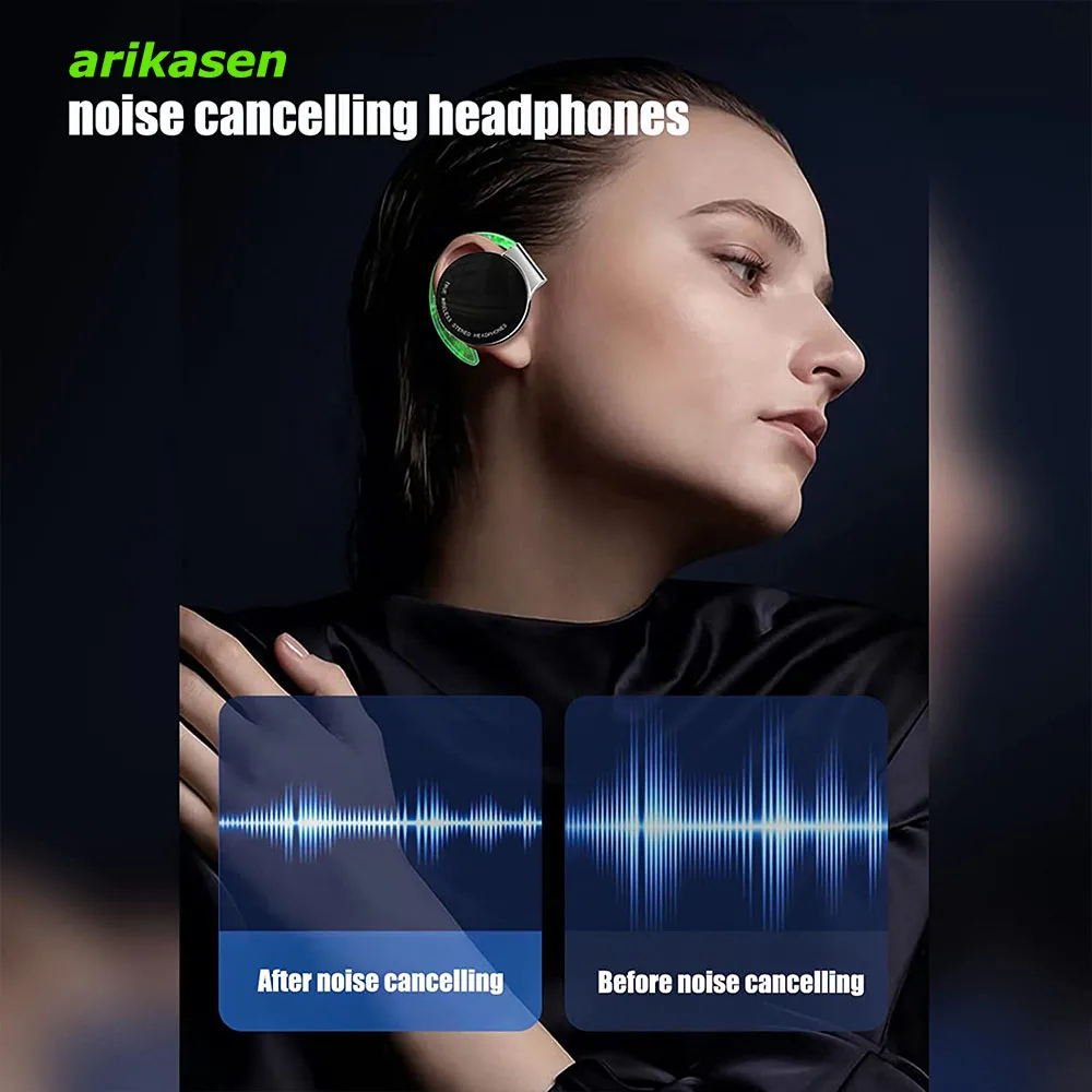 Open-Ear-Kopfhörer, TWS, kabellose Bluetooth-Kopfhörer, Mikrofon mit Geräuschunterdrückung, Headsets mit Lichtern für Nachtlaufsport – Detail 10