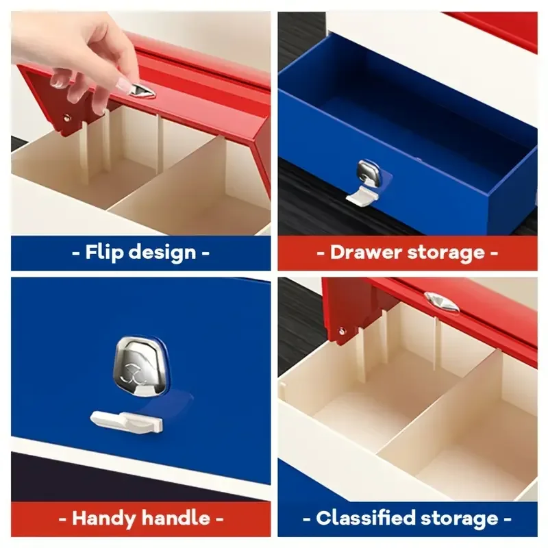 Flip Opbergdoos Lade Briefpapier Organisator Grote Capaciteit Kantooraccessoires Bureaudozen Desktop Plastic Schoolbenodigdheden