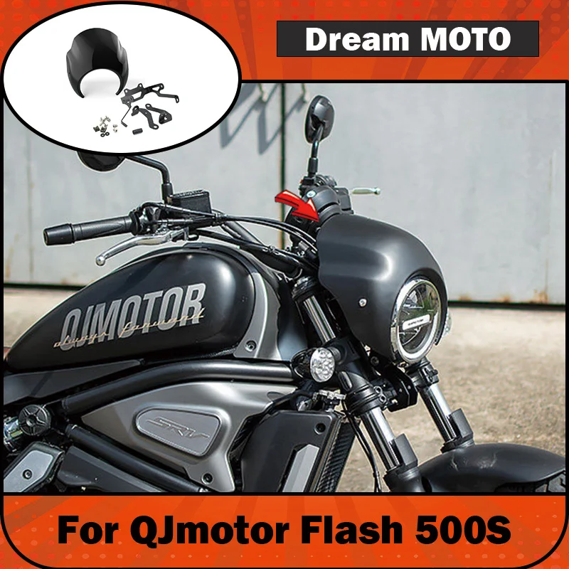 【Premium】For QJMOTOR Flash 500s Modified Pig’s Head-shaped Headlight Covers and Windshield Decorations – Retro-style Headlight A