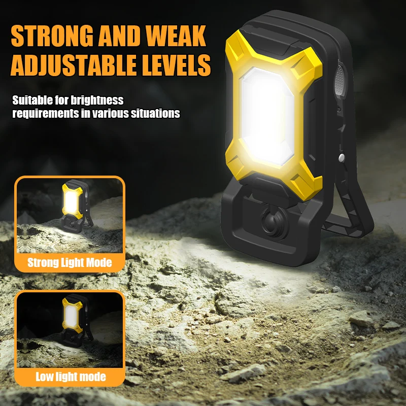 Rechargeable LED Work Light,Portable Clip-On Floodlight,360°& 115° Rotate Hands-Free for Camping, Outdoor, Car Repair, Emergency