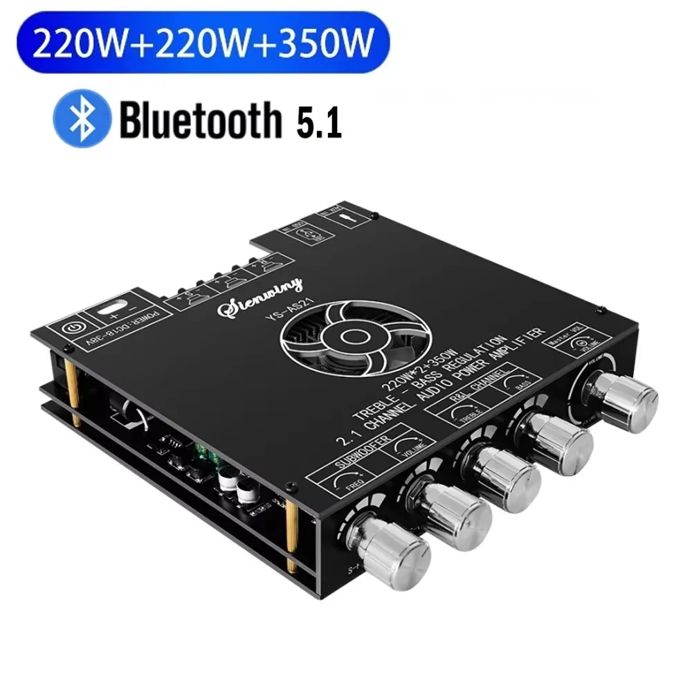 YS-AS21 2*220W+350W 2.1 Channel BT Digital Power Amplifier Board TPA3251 AMP Subwoofer Treble Bass Tone Audio APP USB