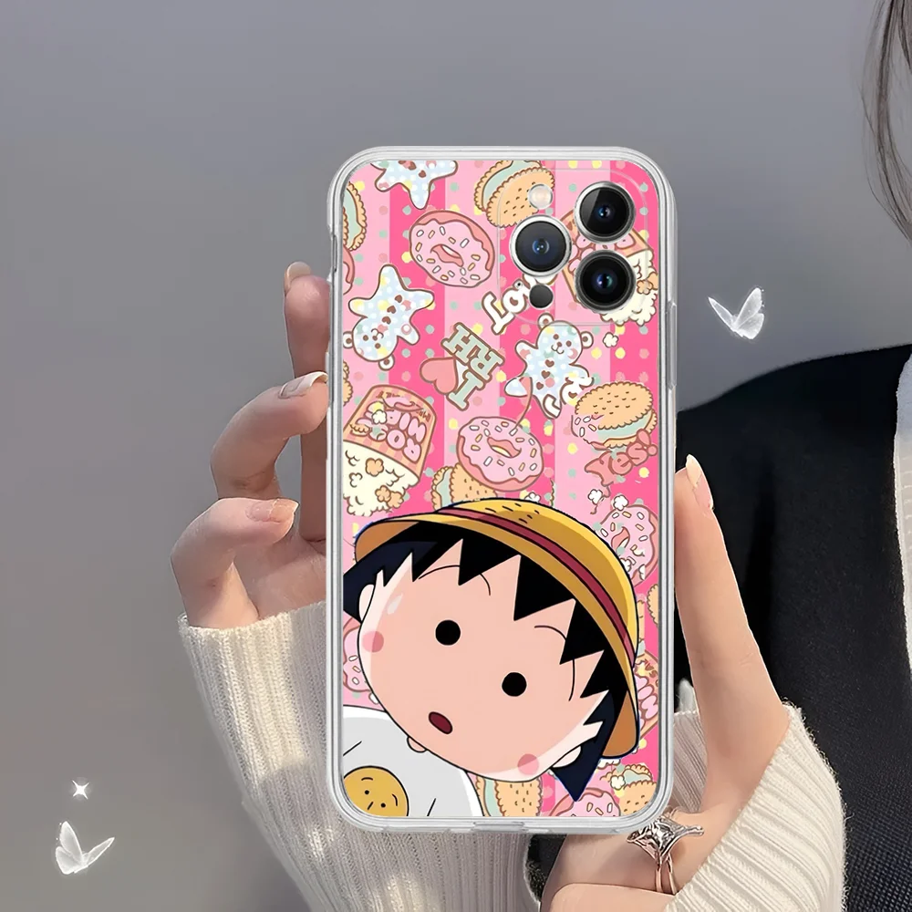 Catoon Chibi Maruko Chan Phone Case for iPhone 16 15 8 7 6 6S Plus X SE XR XS 14 11 12 13 Mini Pro Max Mobile Case