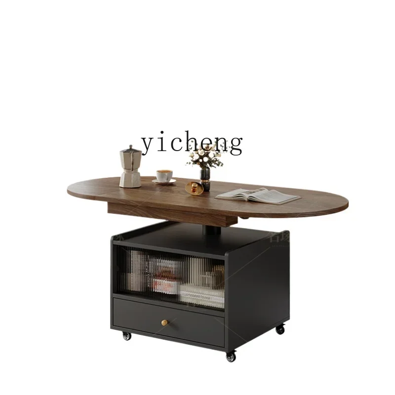 

modern simple foldable lifting coffee table dining table integrated mobile small apartment living room sofa side cabinet