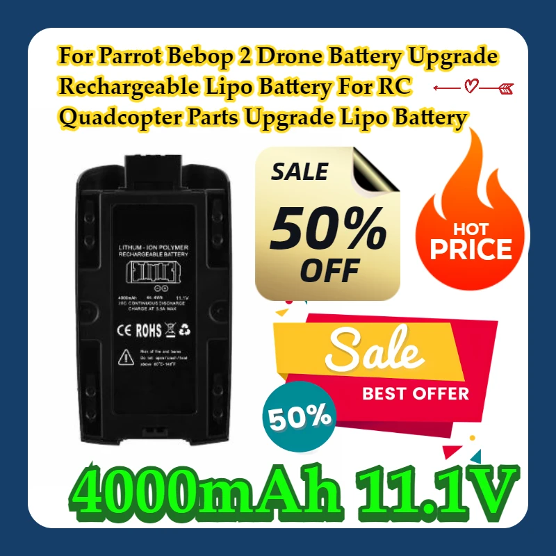 

For Parrot Bebop 2 Drone Battery 4000mAh 11.1V Upgrade Rechargeable Lipo Battery For RC Quadcopter Parts Upgrade Lipo Battery