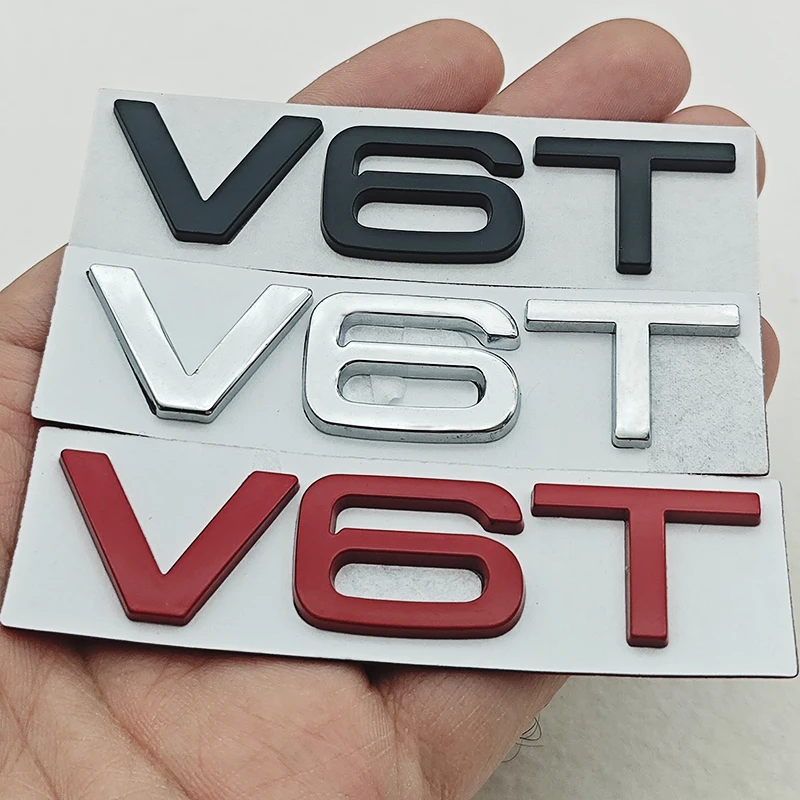 

3D Metal Car Sticker Logo V6T Fender Side Badge Rear Trunk Emblem For Audi S4 S5 S6 S7 A8 Q7 Q8 SQ5 SQ7 SQ8 RS4 RS5 Accessories