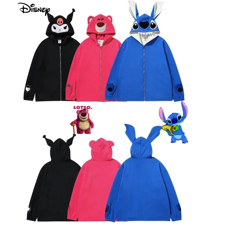

Милый кардиган с рисунком Диснея, толстовка с капюшоном, мужская и женская свободная пара, модная куртка на молнии, кардиган