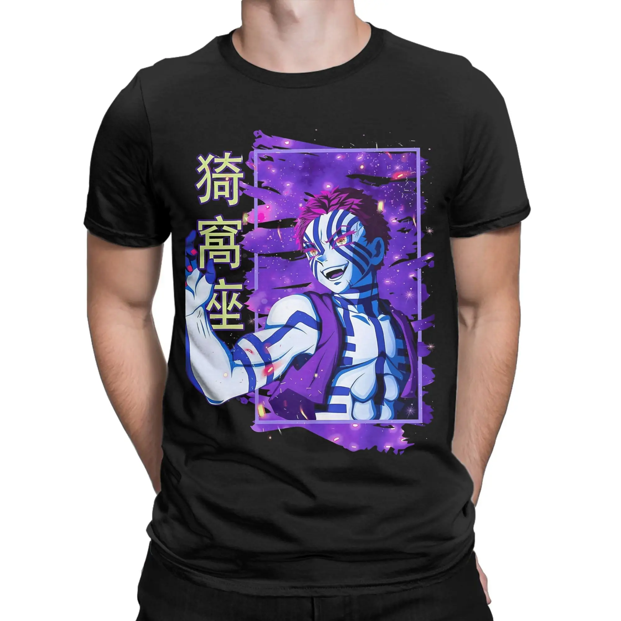 

Leisure Akaza Demon Slayer T-Shirts for Men Crewneck 100% Cotton T Shirts Inosuke Short Sleeve Tees Summer Clothing