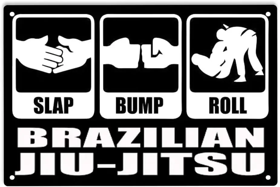 Slap Bump Roll Brazilian Jiu Jitsu Sign Metal Tin Sign, Jiu Jitsu Poster for Home Boxing Club Fighting Martial Garage Man Cave B