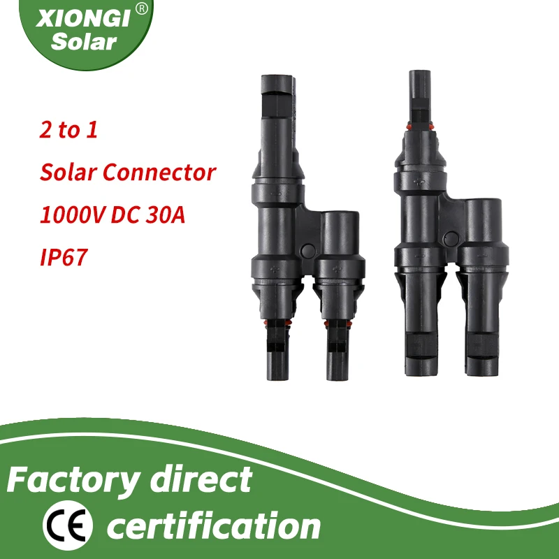 wholesale IP67 2 to 1 T Branch PV Connector Solar male female 30A Solar Panel Connectors PV Combiner Box 2 in 1 out