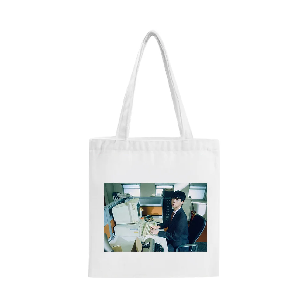 KPOP JIN Album Happy Poster Foto Borsa di tela Moda Borsa stampata di grande capacità Borsa a tracolla con cerniera Regalo per i fan