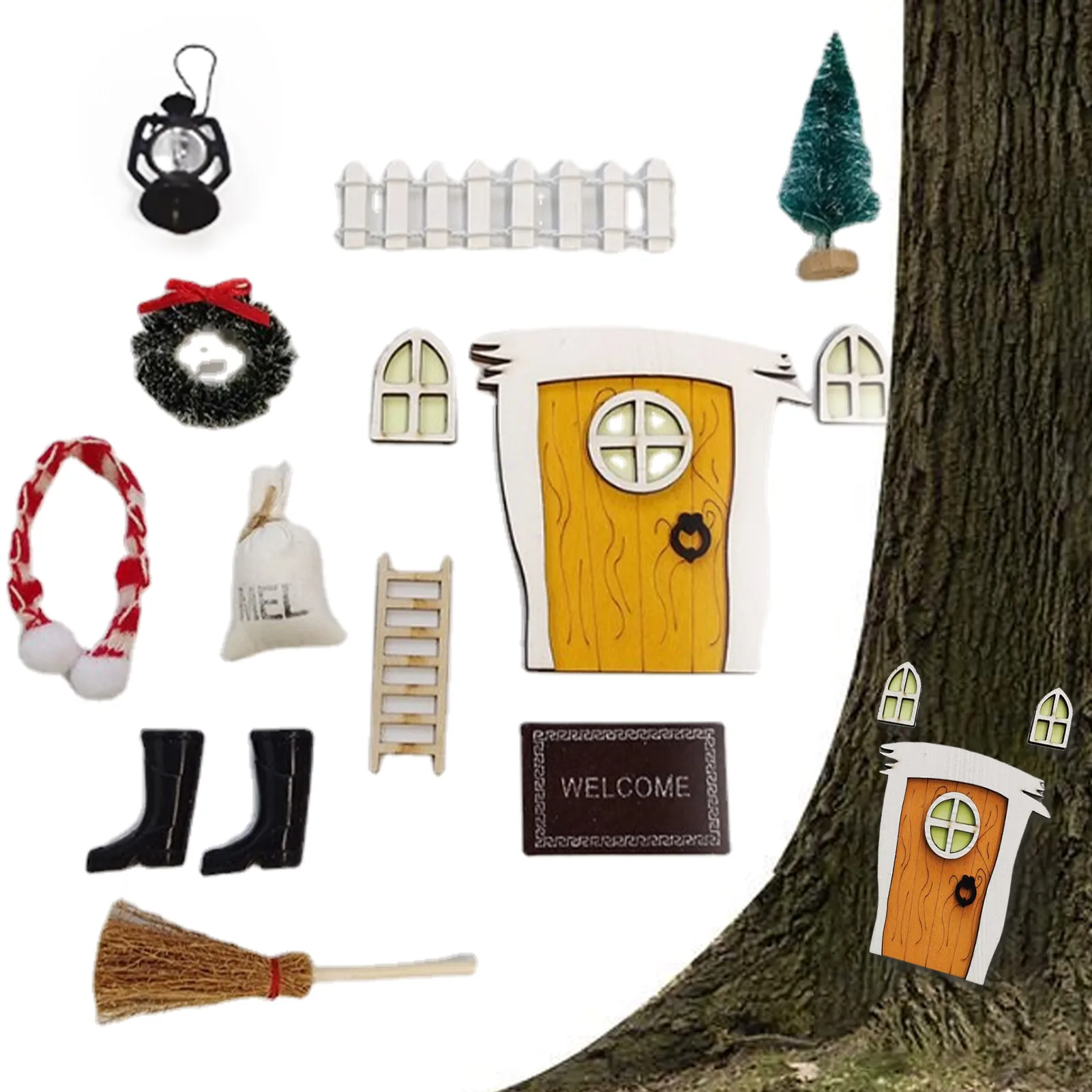 Tooth Fairy Door Kit Fairy Door For Tree Decorations Glow In The Dark Fairy Tale Education Learning Toy Magic-al Fairy Door For