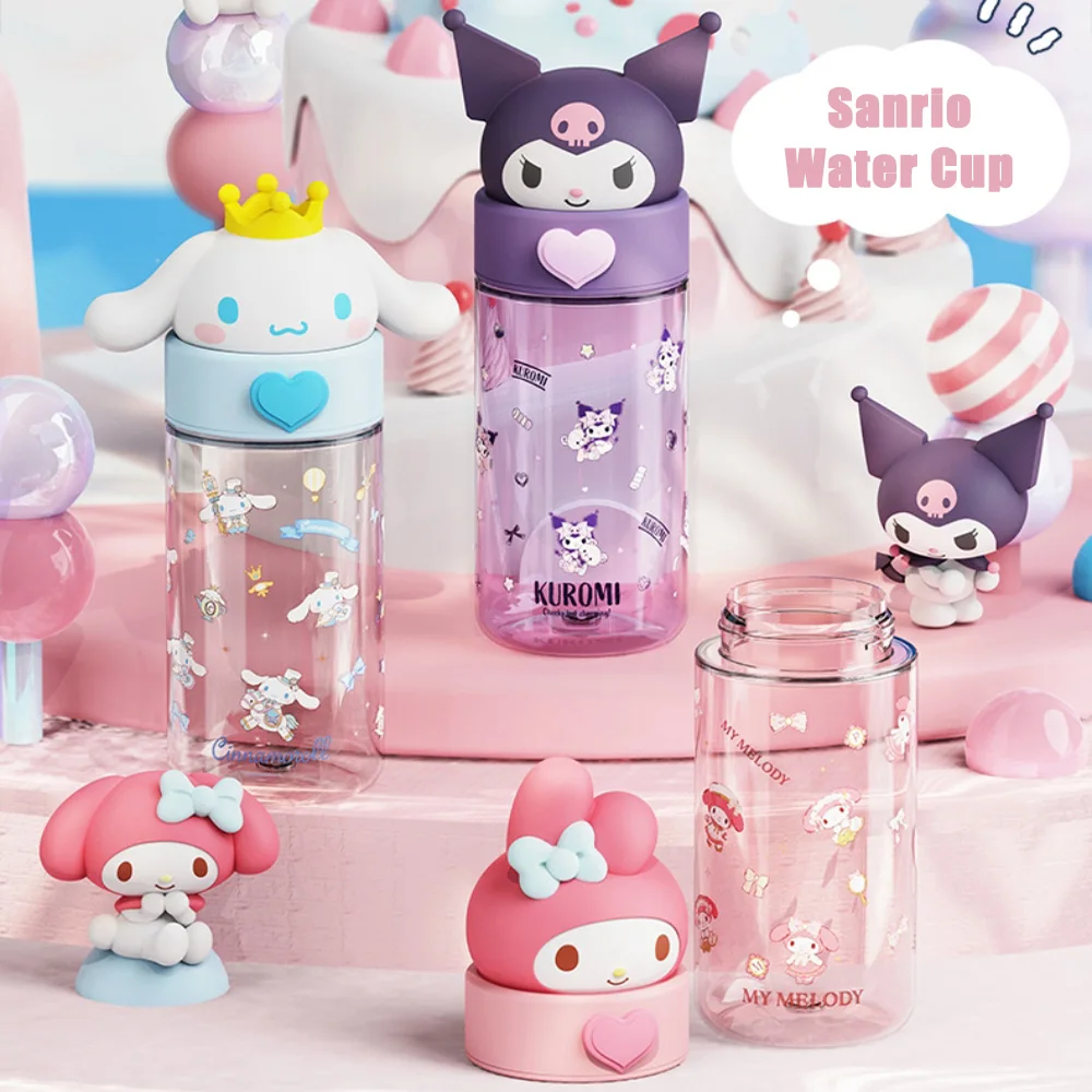 

500Ml Anime Sanrio Hello Kitty Large Capacity Transparent Water Cup Kawaii Kuromi Student Portable Cartoon Water Bottle Gifts