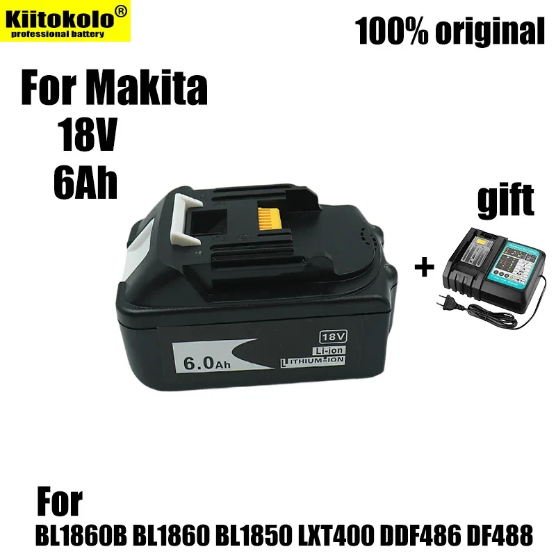 

New 18V for Makita Battery 6Ah 18650 Lithium Ion Replacement BL1860B BL1860 BL1850 Rechargeable Power Tool Battery DDF486 DF488