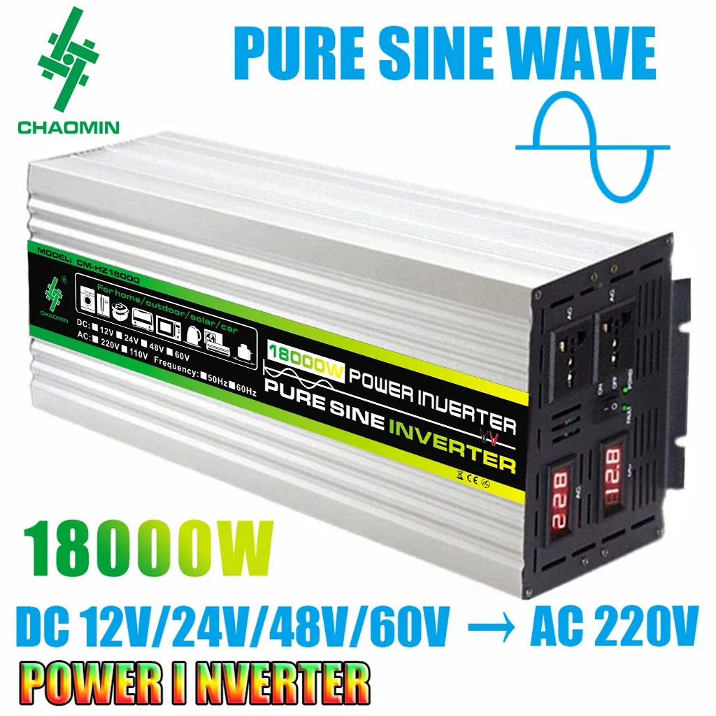 Pure Sine Wave Power Inverter,4000W DC 12/24V to AC 110V,Peak 18000W Inversor,12V 110 V Convertor