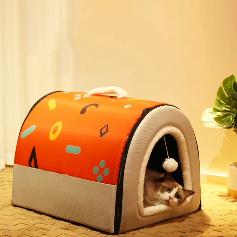 Dog Winter House Cold Weather Dog House With Flexible Fabric Door Cozy Puppy Bed House Detachable Washable For Medium Dog