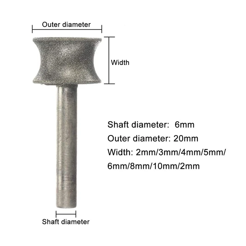 Muela de diamante para avión de vidrio, Chaflán de borde recto, vástago de 6Mm