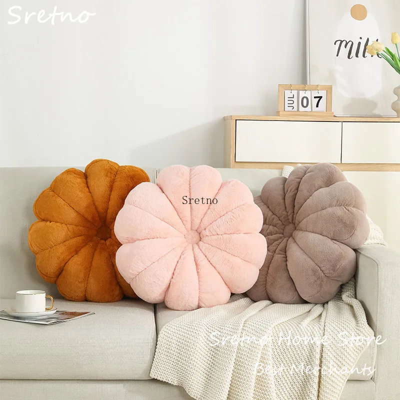 

Nordic Ins Rabbit Hair Pumpkin Seat Cushions Futon Handmade Pleated Sofa Cushion Office Chair Cushions Bay Window Throw Pillows
