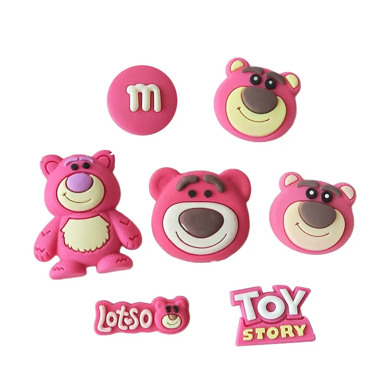 

7-100PCS Toy Story Strawberry Bear Shoe Charm Mix Wholesale PVC Decoration Buckle Sandal Detachable Waterproof To Xmas Gift