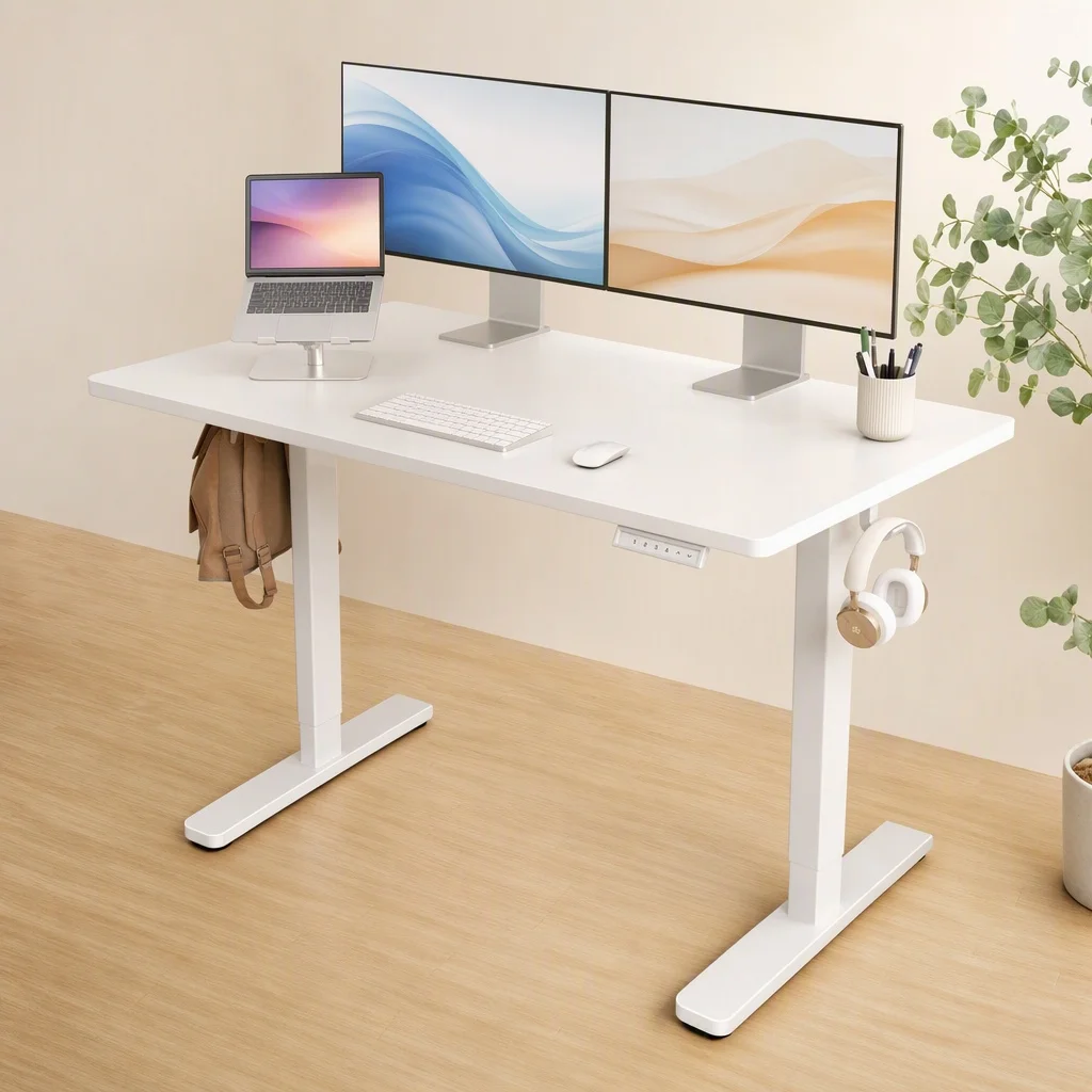 Electric Standing Desk, Whole Piece Desktop, Adjustable Height Computer Desk, 4 Height Memory Settings, Sit Stand Up Desk for Home Office, 48' X 30'