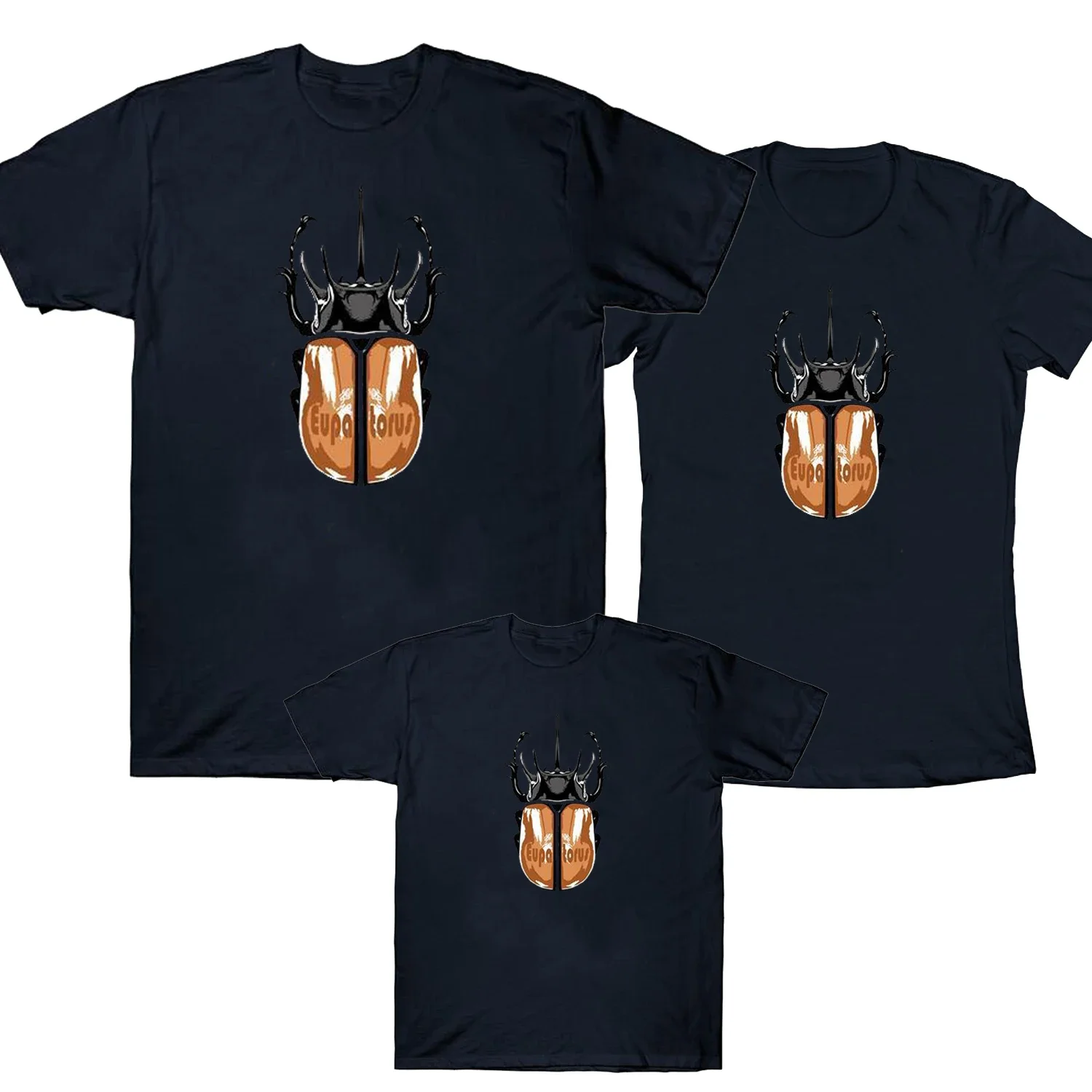 

Eupatorus Printing T-Shirt 100% Cotton O-Neck Short Sleeve Shirt Insect Beetle Enthusiast Family Matching Outfit