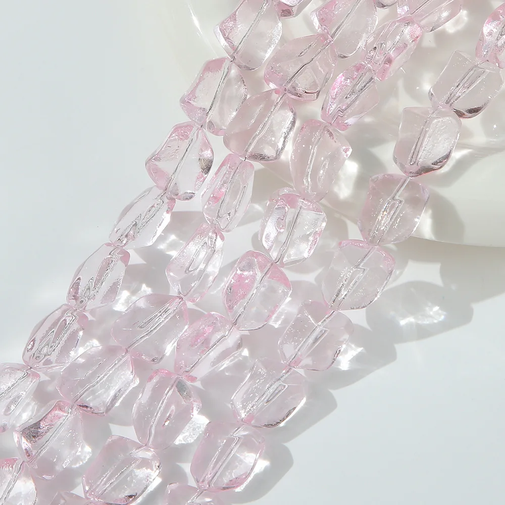 New 10PCS Baroque Iridescent Transparent Glass Beads Loose Spacer Beads For Jewelry Making DIY Bracelet Necklace Accessories