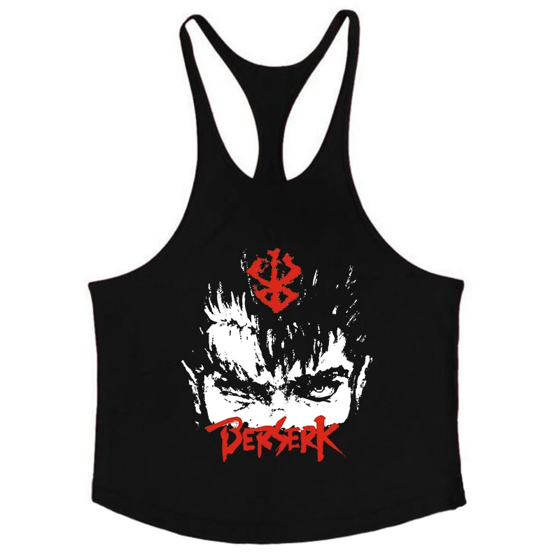 Berserk Grafik-Tanktop aus Baumwolle für Herren, Sommer, ärmellos, Y-Back-Weste, für Fitness, Muskeltraining, sportliches Workout, Unterhemd, Activewear – Detail 7