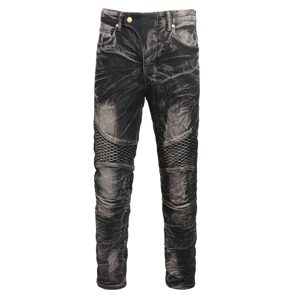 Pantalones vaqueros ajustados rasgados estilo callejero Punk para hombre, pantalones vaqueros lisos con lavado Vintage, pantalones vaqueros ajustados informales con agujeros, novedad