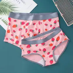 2Pcs Cotton Underwear for Couples Soft Boxers Women's Briefs Men's Panties Underpants