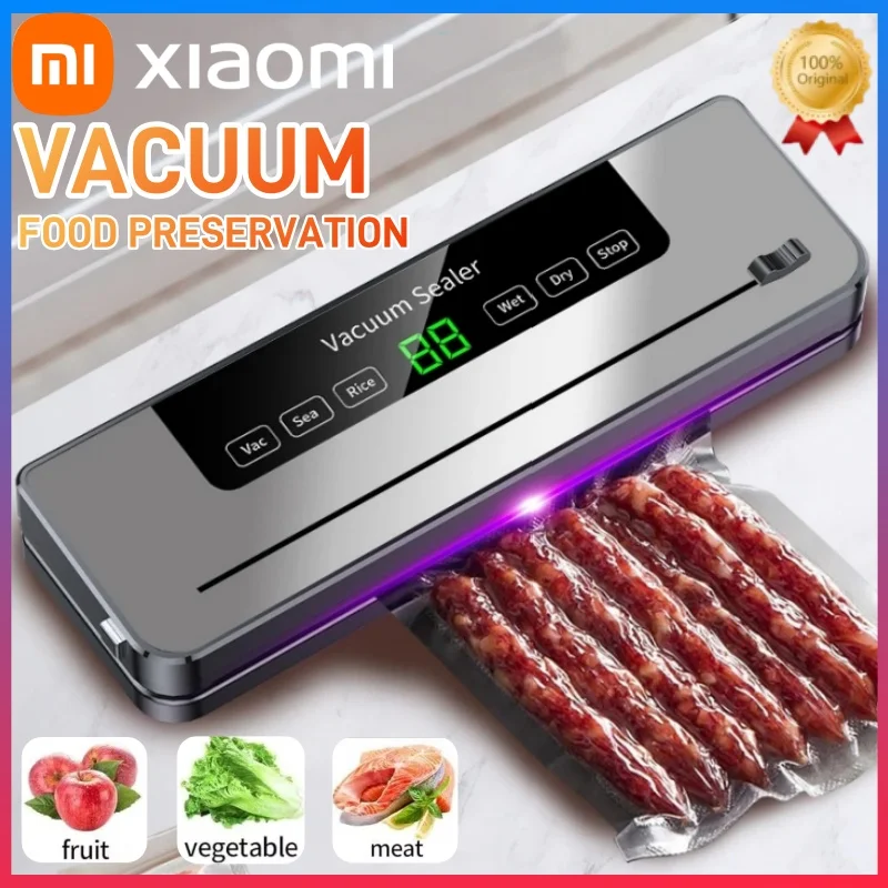 Xiaomi Electric Vacuum Sealer Built-in Cutter Kitchen Food Storage Seal Touch Button Dry/Wet Food Package Sealer Kitchen Vacuum