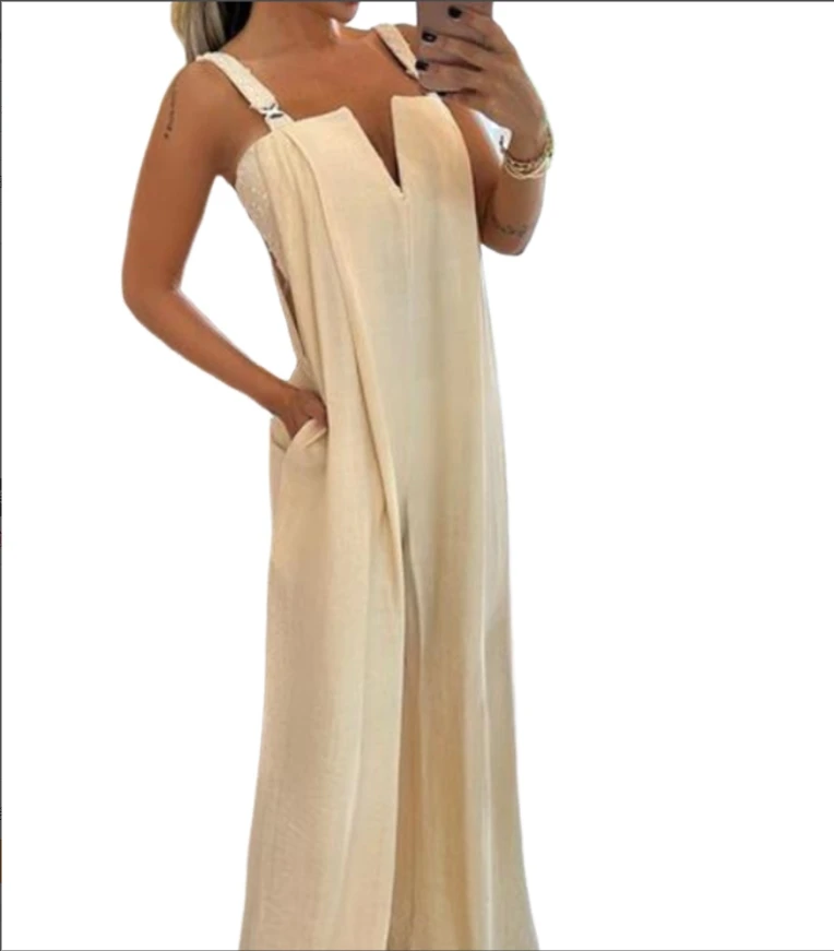 

Pocket Design Wide Leg Asymmetrical Neck Jumpsuit