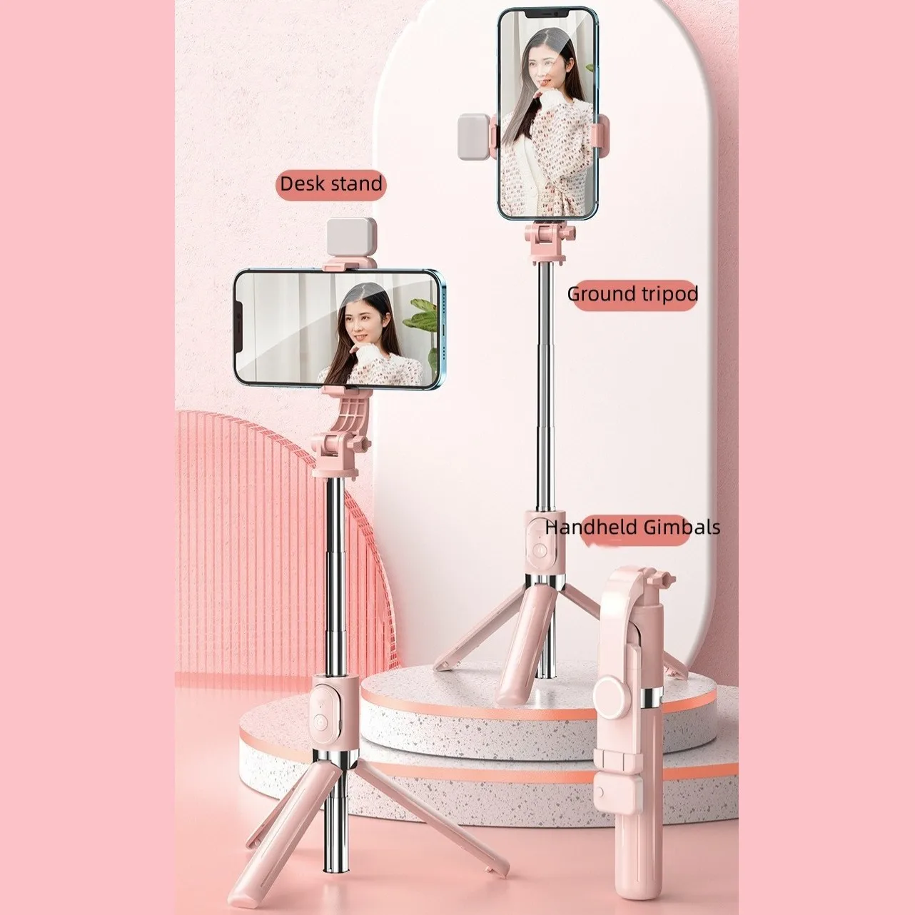 Wireless Lengthened Selfie Stick Tripod For Mobile Holder Bluetooth Remote Control Foldable Tripod Shutter With Fill In Light