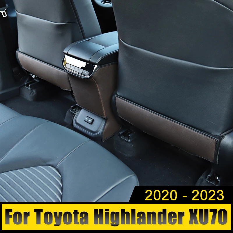 

Leather Car Seat Back Armrest Box Protect Cover Children Baby Kick-Proof Mats For Toyota Highlander XU70 Kluger 2020-2022 2023