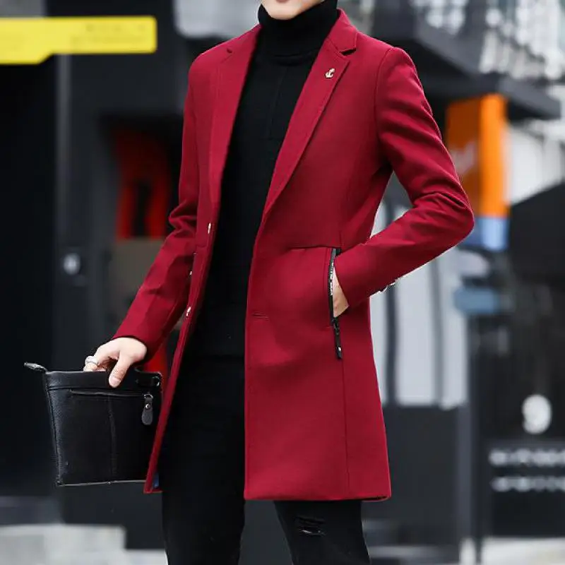 

Claret Red Long Trench Coats For Mens Fashionable Slim Fit Burgundy Overcoats Mens Black Long Jackets Steampunk Style Clothing