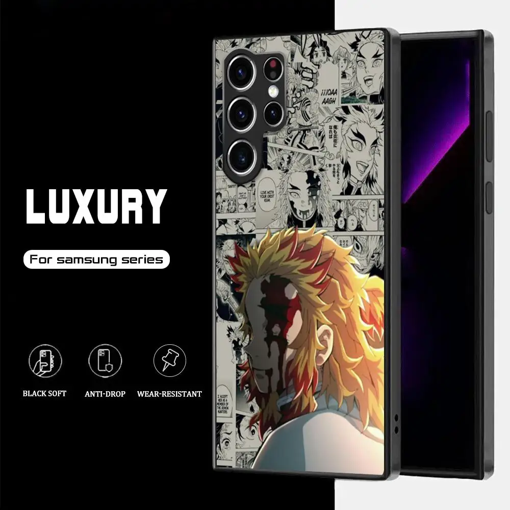 Kimetsu No Yaiba Kyojuro Rengoku Phone Case For Samsung Galaxy S25 S24 S23 S22 S21 S20 Plus Ultra Note20 Soft Black