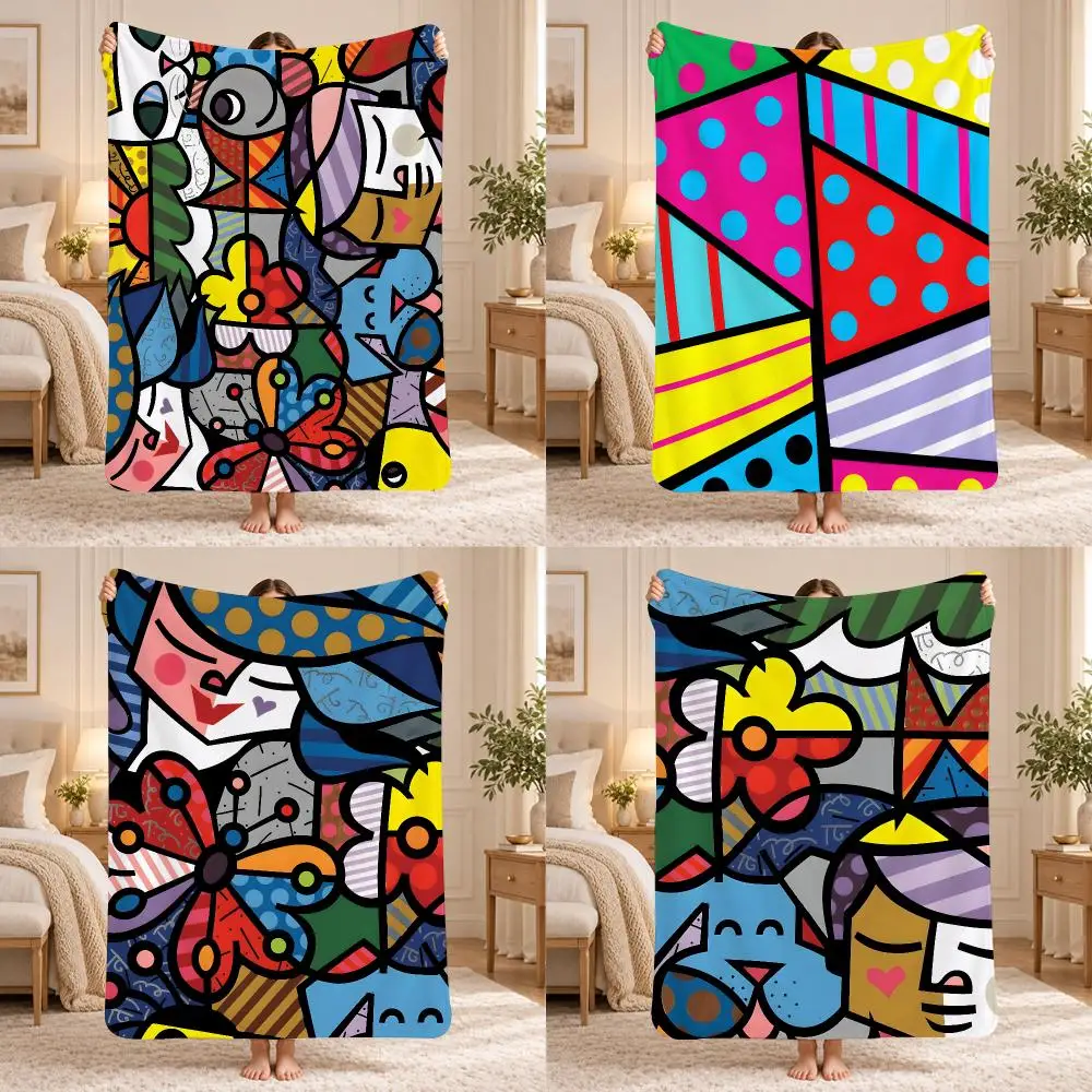 Artist R-Romero B-Britto Throw 240g Lightweight Flannel Blanket, Soft Skin Throw Blanket for Sofa Bedroom